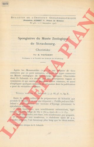 TOPSENT Emile - - Spongiaires du Muse Zoologique de Strasbourg. Choristides.
