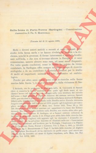 MONTICELLI F. S. - - Sulla fauna di Porto Torres (Sardegna) .