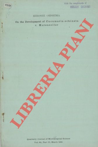 OHSHIMA Hiroshi - - On the Development of Cucumaria echinata v. Marenzeller.
