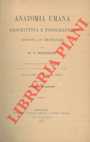 HEITZMANN C. - - Anatomia umana descrittiva e topografica esposta in 789 figure. Seconda edizione italiana migliorata ed arricchita di 188 figure a colori.