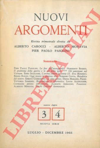 - - Nuovi Argomenti. Rivista Trimestrale diretta da Alberto Carocci - Alberto Moravia - Pier Paolo Pasolini .