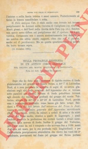 FABRINI Emilio - - Sopra due Felis di Romagnano.