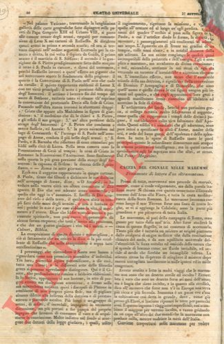 - - Caccia del cignale nelle Maremme. Frammento di lettera d'un oltramontano.