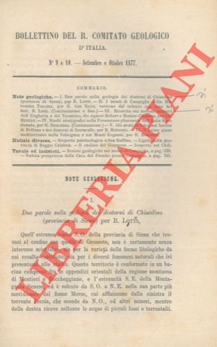 LOTTI B. - - Due parole sulla geologia dei dintorni di Chiusdino.