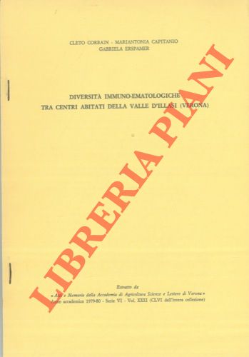 ERSPAMER Gabriela - CAPITANIO Mariantonia - CORRAIN Cleto - - Diversit immuno-ematologiche tra i centri abitati della Valle d'Illasi. (Verona)