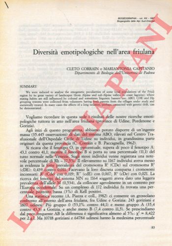 CORRAIN Cleto - CAPITANIO Mariantonia - - Diversit emotipologiche nell'area friulana.