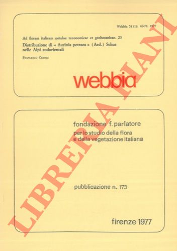 CERNIC Francesco - - Distribuzione di 'Aurinia petraea' ( Ard. ) Schur nelle Alpi sudorientali.