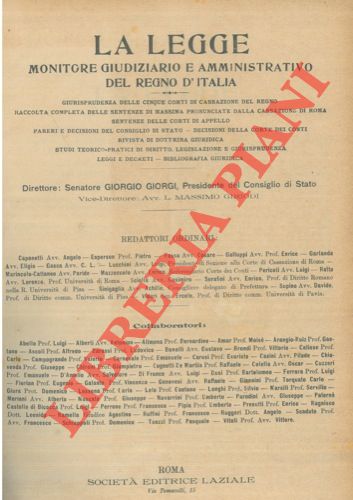 - - La Legge. Monitore giudiziario e amministrativo del Regno d'Italia.