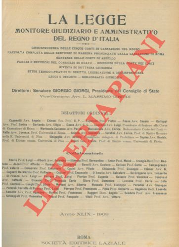 - - La Legge. Monitore giudiziario e amministrativo del Regno d'Italia.