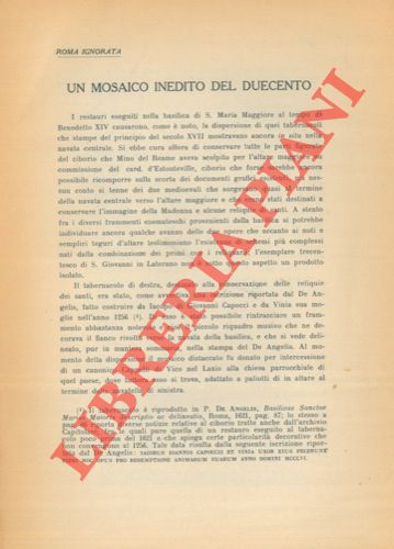 MATTHIAE Guglielmo - - Un mosaico inedito del duecento.
