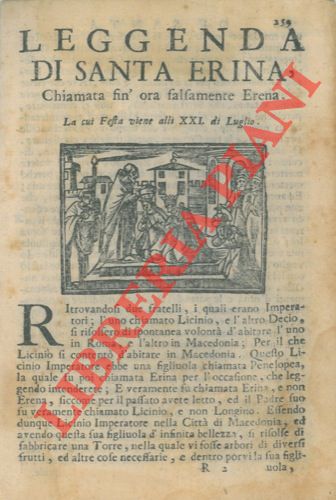 - - Leggenda di Santa Erina chiamata fin' ora falsamente Erena. La cui festa viene alli XXL di luglio.