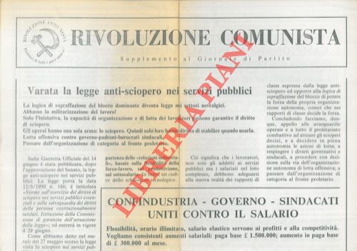 - - Rivoluzione comunista. Supplemento al Giornale di Partito.