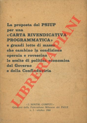 - - La proposta del PSIUP per una 