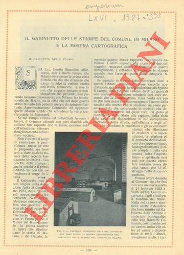BERTARELLI Achille - - Il Gabinetto delle Stampe del Comune di Milano e la Mostra cartografica.