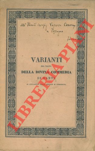 FEDERICI Fortunato - - Intorno ad alcune varianti nel testo della Divina Commedia di Dante di confronto con la lezione di Nidobeato.