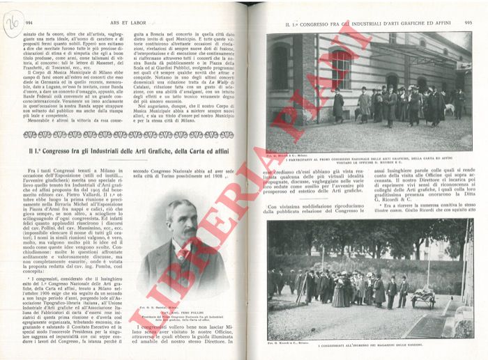 - - Il 1 Congresso fra gli Industriali delle Arti Grafiche, della Carta ed affini.