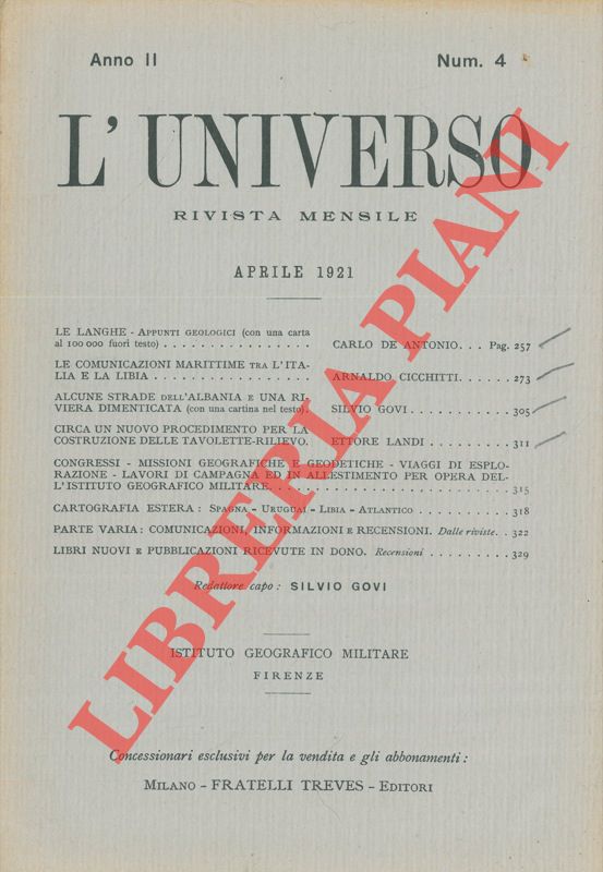 LANDI Ettore - - Circa un nuovo procedimento per la costruzione delle tavolette-rilievo.