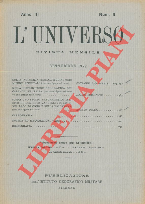 CICCONETTI Giovanni - - Sulla influenza delle altitudini nelle misure azimutali.