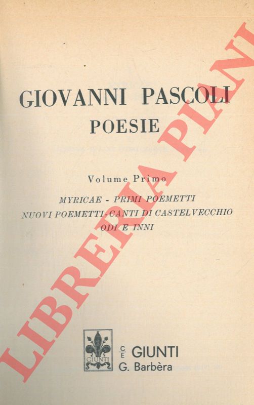 PASCOLI Giovanni - - Poesie.