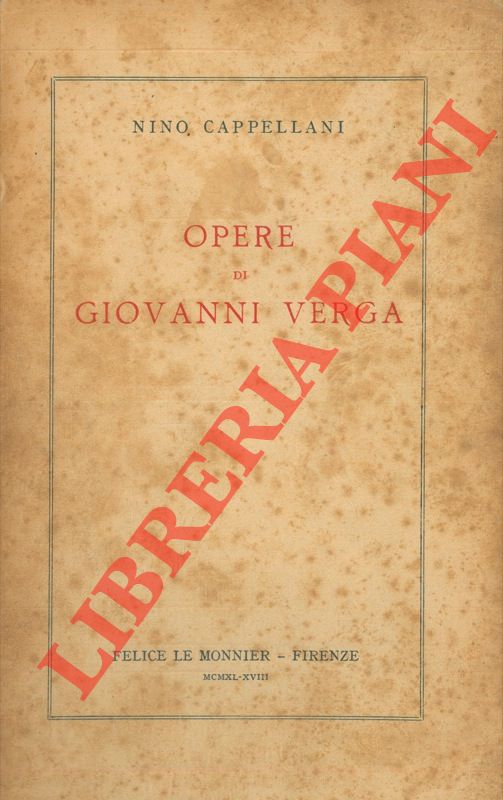 CAPPELLANI Nino - - Opere di Giovanni Verga.