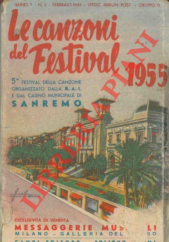 - - Le canzoni del Festival 1955. 5 Festival .. Sanrremo.