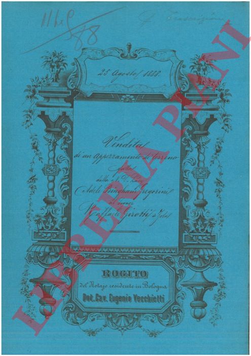 Gregorini / Girotti - - Vendita di un appezzamento di terreno facente parte della possessione detta Palazzo Beroaldi posto nel Comune di Zola Predosa