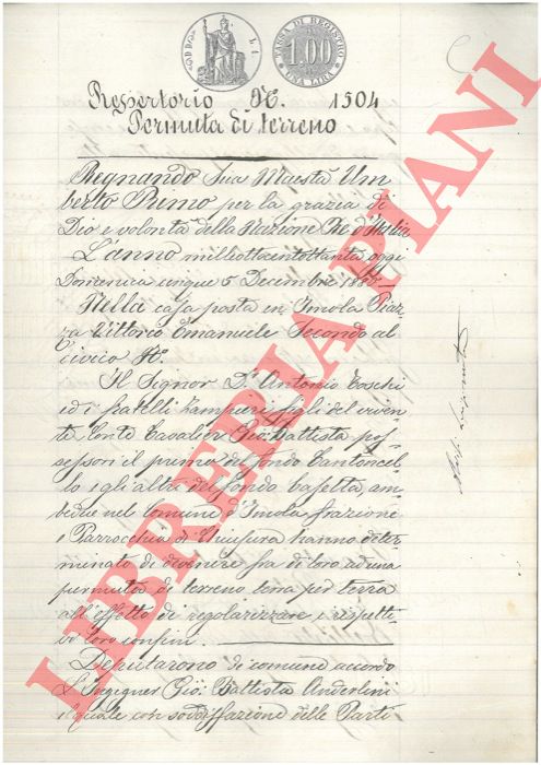 Toschi / Zampieri - - Permuta di terreni nel fondo detto Cantoncello e nel fondo detto Casetta posti nel Comune di Imola