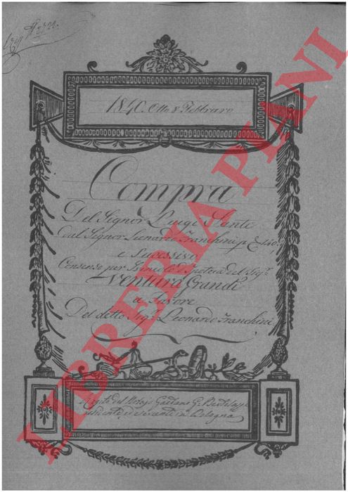 Santi / Franchini - - Compra di una parte di casa posta in Via Nuova di San Carlo al numero 1136, Bologna