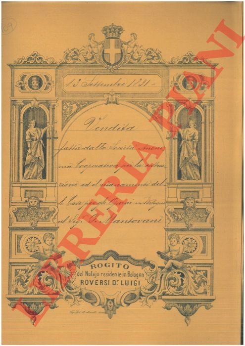 Societ Anonima Cooperativa per la costruzione e il risanamento delle case per gli operai / Mantovani - - Vendita di una casa posta fuori S.Isaia, Parrocchia di San Paolo di Ravone, Comune di Bologna