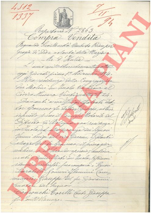 Scarabelli / Codronchi Torelli - - Compra Vendita di un fabbricato detto Cipolla posto nel Comune di Imola