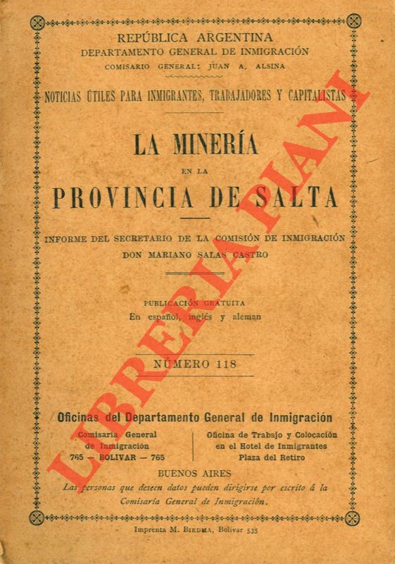 SALAS CASTRO Mariano - - La mineria en la provincia de Salta.