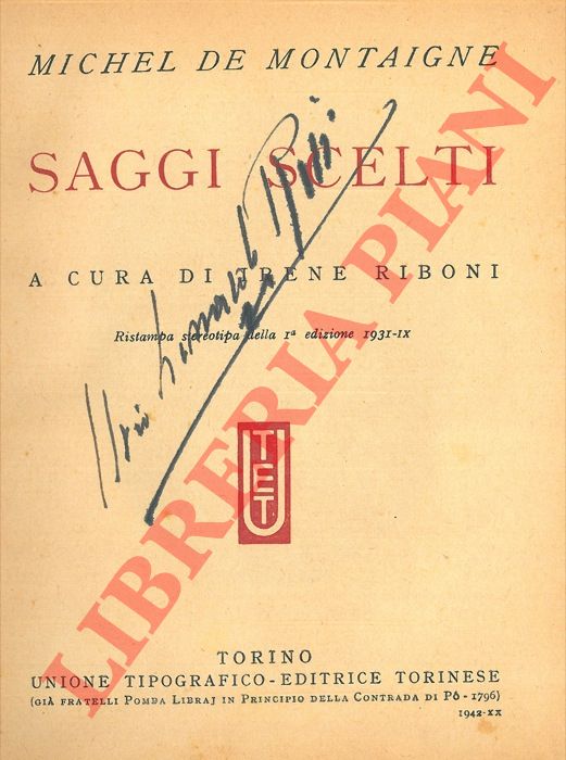 DE MONTAIGNE Michel - - Saggi scelti.