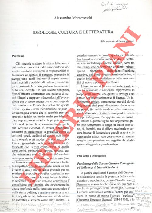 MONTEVECCHI Alessandro - - Ideologie, cultura e letteratura.