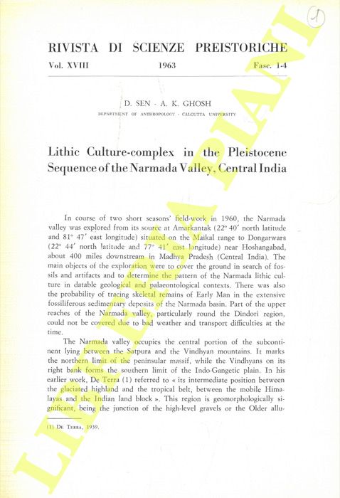SEN D. - GHOSH A. K. - HOOIJER D. A. - - Lithic Culture-complex in the Pleistocene Sequence of the Narmada Valley, Central India. Appendix. Preliminary identification of some Fossil Mammals from Narmada Valley, India.