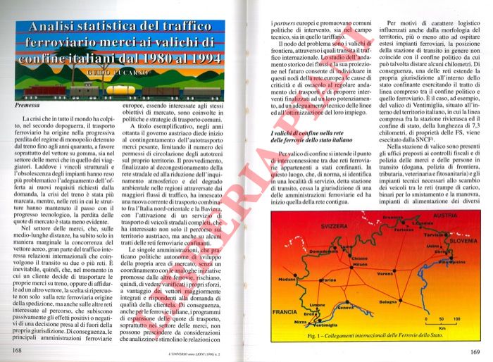 LUCARNO Guido - - Analisi statistica del traffico ferroviario merci ai valichi di confine italiani dal 1985 al 1994.