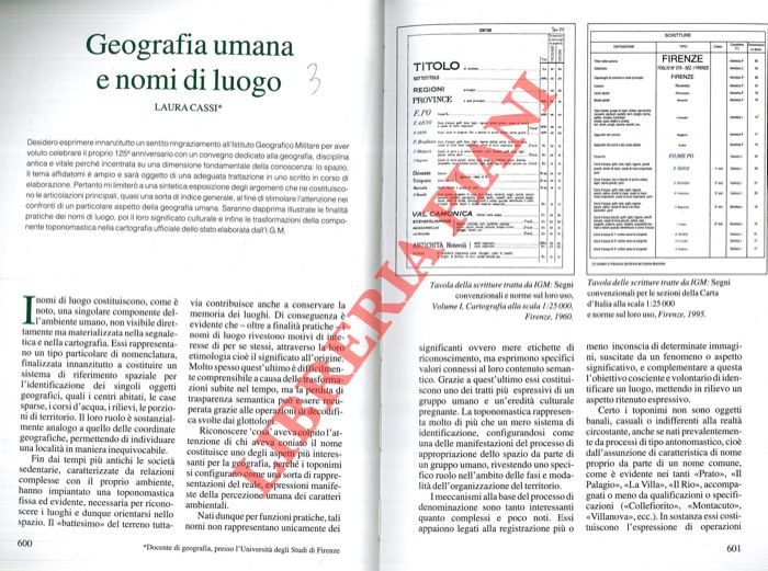 CASSI Laura - - Nomi di luogo e geografia umana.