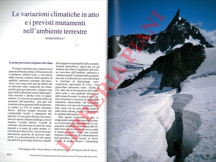 PINNA Mario - - Le variazioni climatiche in atto e i previsti mutamenti nell'ambiente terrestre.
