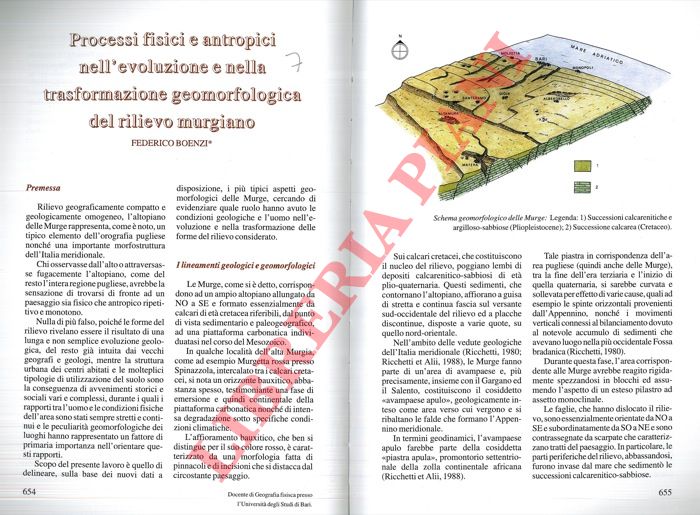 BOENZI Federico - - Processi fisici ed antropici nell'evoluzione e nella trasformazione geomorfologica del rilievo murgiano.