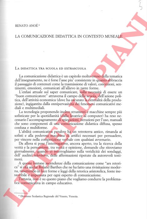 ANOE' Renato - - La comunicazione didattica in contesto museale.