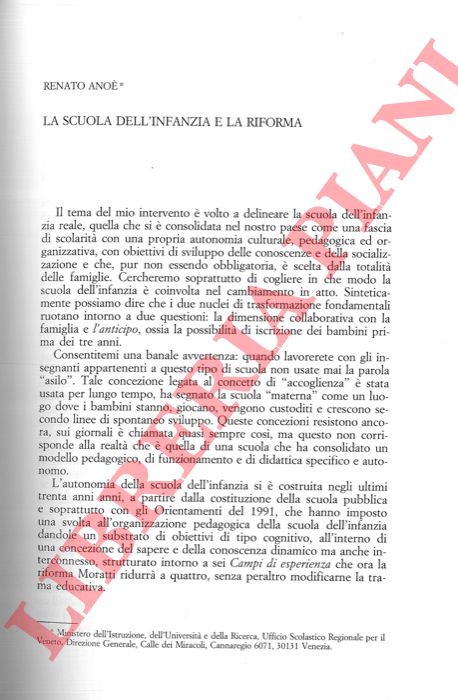 ANOE' Renato - - La Scuola dell'infanzia e la riforma.