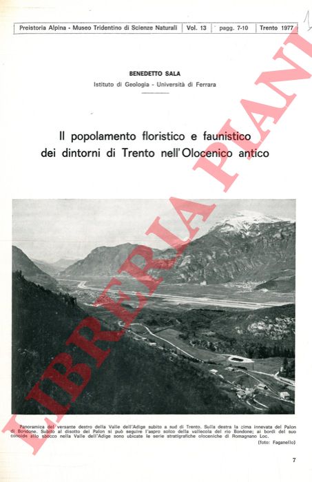 SALA Benedetto - - Il popolamento floristico e faunistico dei dintorni di Trento nell'Olocene antico.