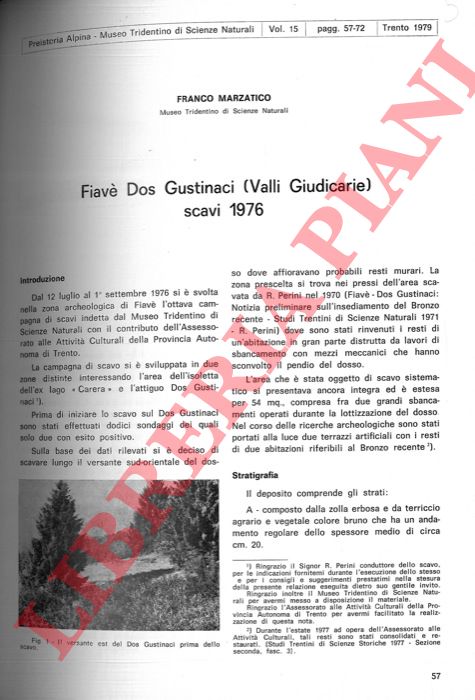 MARZATICO Franco - - Fiav dos Gustinaci (Valli Giudicarie) : scavi 1976.