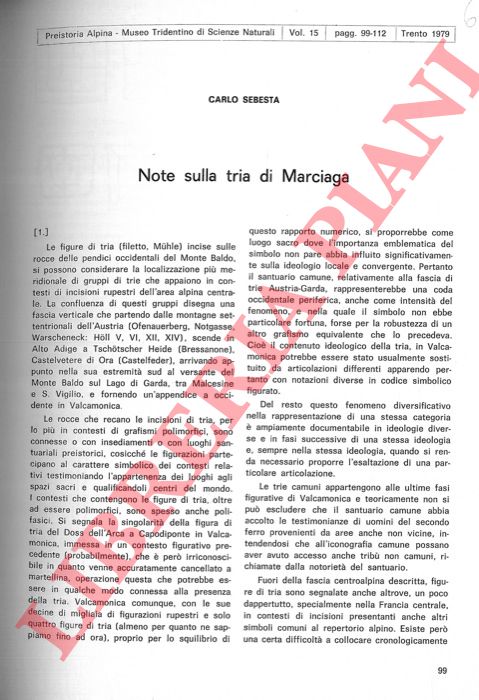 SEBESTA Carlo - - Note sulla tria di Marciaga.