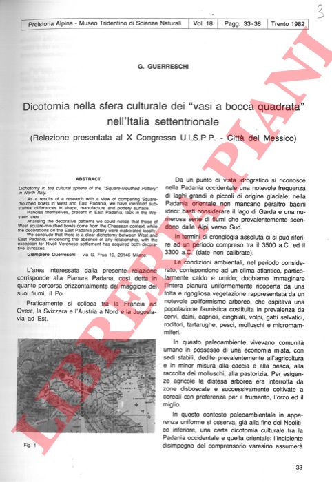 GUERRESCHI G. - - Dicotomia nella sfera culturale dei 'vasi a bocca quadrata' nell'Italia settentrionale.