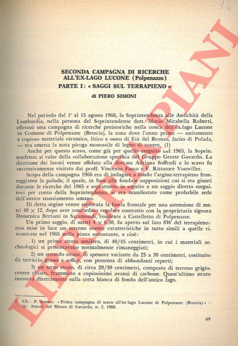 SIMONI Piero - SOFFREDI Adriana - - Seconda campagna di ricerche all'ex-Lago Lucone (Polpenazze) . Parte I. Saggi sul terrapieno. Parte II. Saggio al Rio Vecchio.