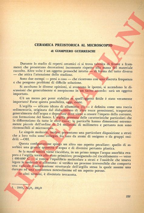 GUERRESCHI Giampiero - - Ceramica preistorica al microscopio.