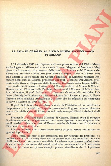 FROVA Antonio - - La sala di Cesarea al Civico Museo Archeologico di Milano.