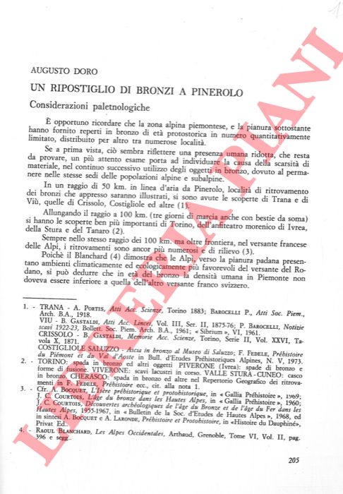 DORO Augusto - - Un ripostiglio di bronzi a Pinerolo.