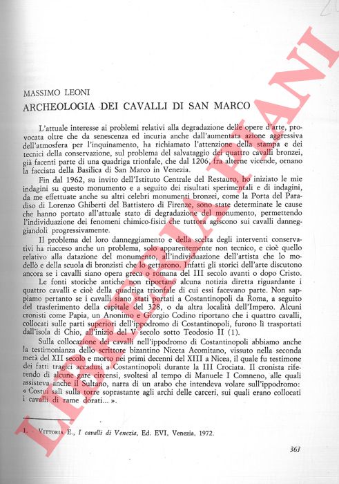 LEONI Massimo - - Archeologia dei cavalli di San Marco.