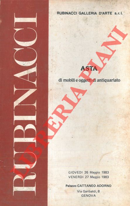 - - Vendita all'asta di mobili e oggetti di antiquariato.